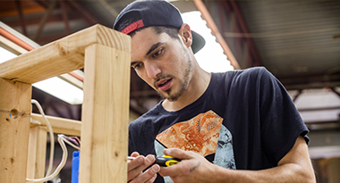 Student of TERO Vocational Training Center working on an electrical project.