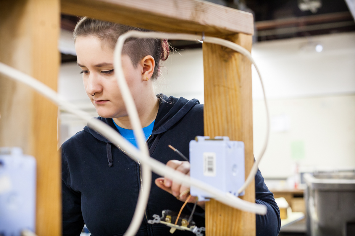 Instructor and student of TERO Vocational Training Center working on a carpentry project.