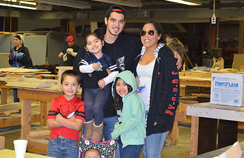 Tulalip Vocational Training Center student’s three children and spouse enjoying a family day visit of the facility.