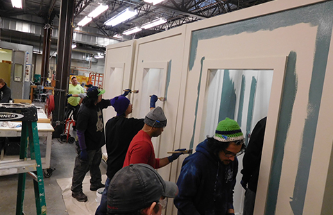 Tulalip Vocational Training Center students practicing painting techniques.